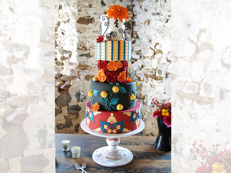 کیک عروسی رنگارنگ
